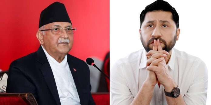 एमाले अध्यक्ष ओली र राष्ट्रिय स्वतन्त्र पार्टीका सभापति रबि लामिछाने बीच भेटवार्ता