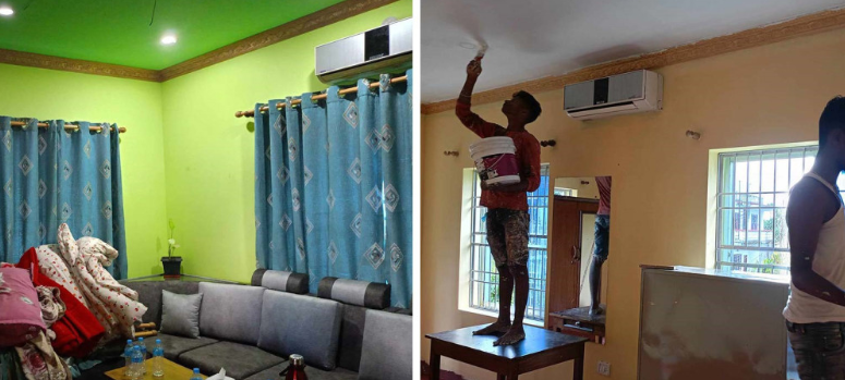 क्वार्टरमै अनैतिक गतिविधिको प्रमाण नष्ट गर्न कोठाको रंगरोगन गराउदै प्रमुख प्रशासकीय अधिकृत निरौला