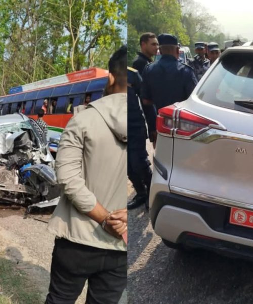 बारामा कार र टिपर एकआपसमा  ठोक्किदा दुई जनाको मृत्यु
