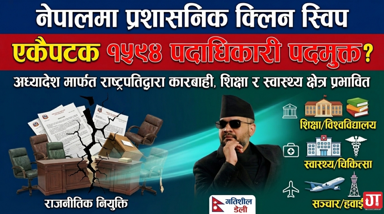 प्रशासनिक ‘क्लिन स्विप’: राष्ट्रपतिद्वारा विशेष अध्यादेश जारी, १५९४ पदाधिकारी एकमुष्ट पदमुक्त